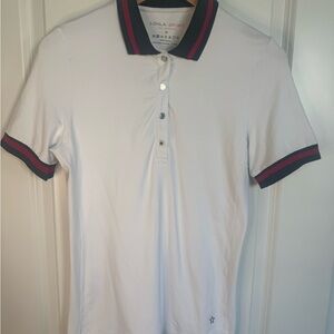 LOHLA SPORT The Very 1st Polo White With Navy/Red Stripe Trim Medium